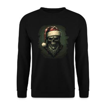 Zombie mit Weihnachtsmütze - Unisex Pullover - Schwarz - Vorne - Alina (178cm) & Michal (187cm)