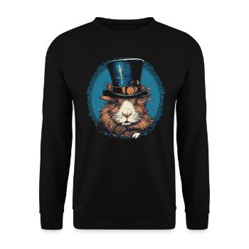 Cochon d’Inde Steampunk - Sweat-shirt Unisexe - noir - Devant - Alina (178cm) & Michal (187cm)