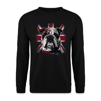 Lustige Englische Bulldogge - Unisex Pullover - Schwarz - Vorne - Alina (178cm) & Michal (187cm)
