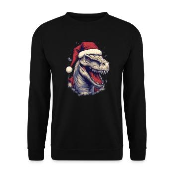 T-Rex avec chapeau de Père Noël - Sweat-shirt Unisexe - noir - Devant - Alina (178cm) & Michal (187cm)