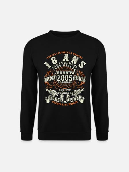 18 ans - juin 2005 - anniversaire 2005 - Sweat-shirt Unisexe - noir