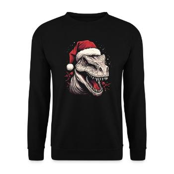 T-Rex avec chapeau de Père Noël - Sweat-shirt Unisexe - noir - Devant - Alina (178cm) & Michal (187cm)