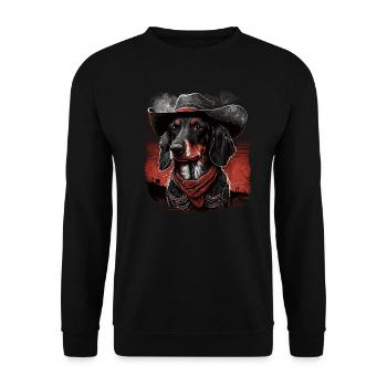 Cowboy Dachshund - Unisex Sweatshirt - black - Front - Alina (178cm) & Michal (187cm)