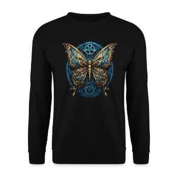 Papillon machine - Sweat-shirt Unisexe - noir - Devant - Alina (178cm) & Michal (187cm)