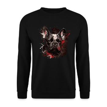 Französische Bulldogge - Unisex Pullover - Schwarz - Vorne - Alina (178cm) & Michal (187cm)