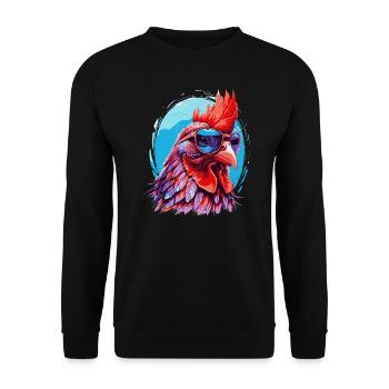 Drôle de poulet avec des lunettes de soleil - Sweat-shirt Unisexe - noir - Devant - Alina (178cm) & Michal (187cm)