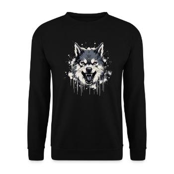 Husky Dog - Unisex Pullover - Schwarz - Vorne - Alina (178cm) & Michal (187cm)
