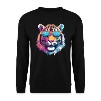 Tiger mit Sonnenbrille - Unisex Pullover - Schwarz - Vorne - Alina (178cm) & Michal (187cm)
