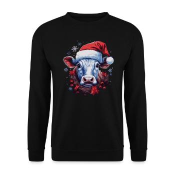 Weihnachtskuh - Unisex Pullover - Schwarz - Vorne - Alina (178cm) & Michal (187cm)