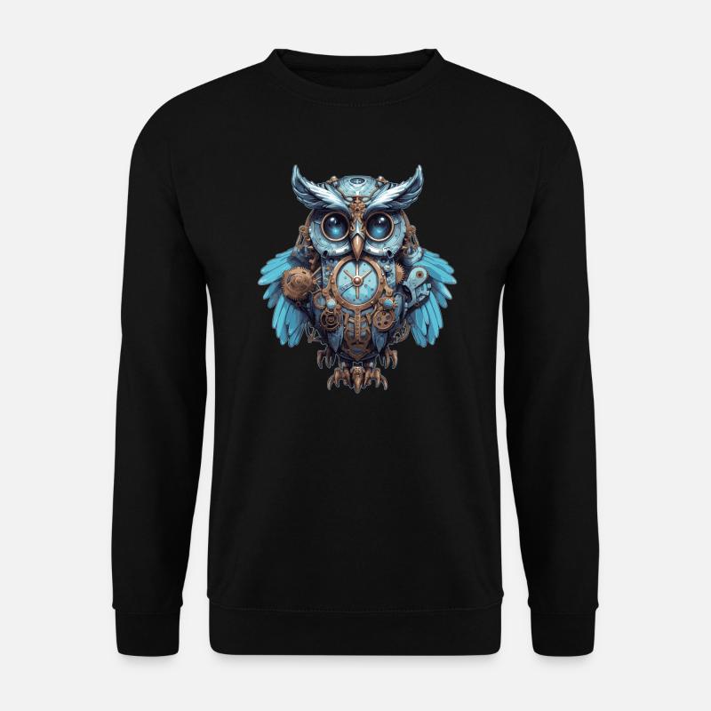 Bunte Steampunk Eule - Unisex Pullover - Schwarz