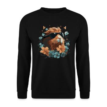 Cochons d’Inde et fleurs - Sweat-shirt Unisexe - noir - Devant - Alina (178cm) & Michal (187cm)