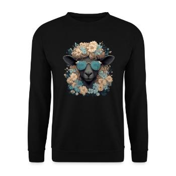 Sheep with sunglasses - Unisex Sweatshirt - black - Front - Alina (178cm) & Michal (187cm)