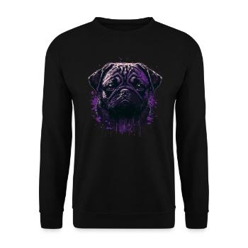 Creepy Pug - Unisex Sweatshirt - black - Front - Alina (178cm) & Michal (187cm)