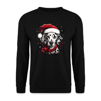 Dalmatian with Santa Claus hat - Unisex Sweatshirt - black - Front - Alina (178cm) & Michal (187cm)