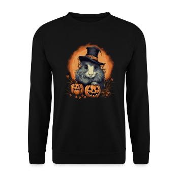 Halloween Meerschweinchen - Unisex Pullover - Schwarz - Vorne - Alina (178cm) & Michal (187cm)
