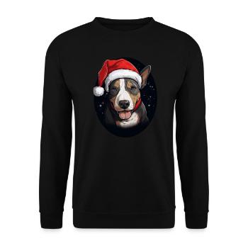 Bull Terrier Noël - Sweat-shirt Unisexe - noir - Devant - Alina (178cm) & Michal (187cm)