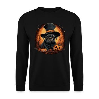 Cute Halloween Pug - Unisex Sweatshirt - black - Front - Alina (178cm) & Michal (187cm)