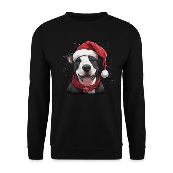 Bull Terrier Noël - Sweat-shirt Unisexe - noir - Devant - Alina (178cm) & Michal (187cm)