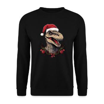 T-Rex avec chapeau de Père Noël - Sweat-shirt Unisexe - noir - Devant - Alina (178cm) & Michal (187cm)