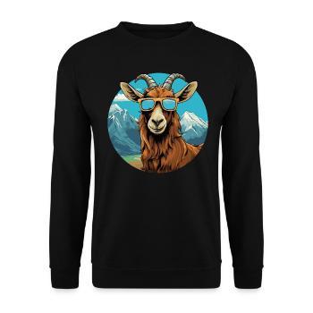 Une chèvre avec des lunettes de soleil dans les montagnes - Sweat-shirt Unisexe - noir - Devant - Alina (178cm) & Michal (187cm)