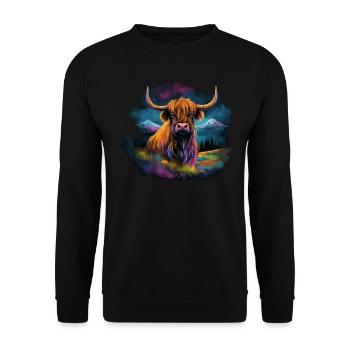 Scottish Highland cattle - Unisex Sweatshirt - black - Front - Alina (178cm) & Michal (187cm)