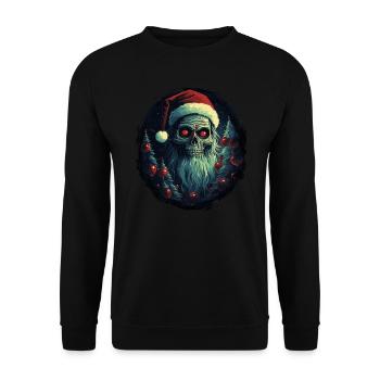 Zombie mit Weihnachtsmütze - Unisex Pullover - Schwarz - Vorne - Alina (178cm) & Michal (187cm)