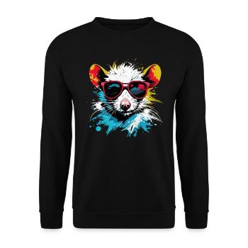 Coole Punk Ratte - Unisex Pullover - Schwarz - Vorne - Alina (178cm) & Michal (187cm)