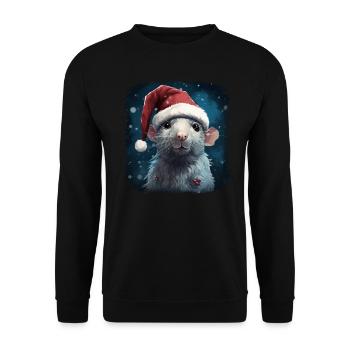 Coole Weihnachtspunk Ratte - Unisex Pullover - Schwarz - Vorne - Alina (178cm) & Michal (187cm)