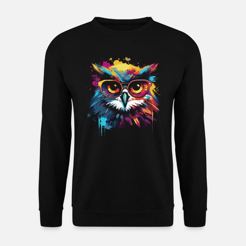 Funny owl with glasses - Unisex Sweatshirt - black