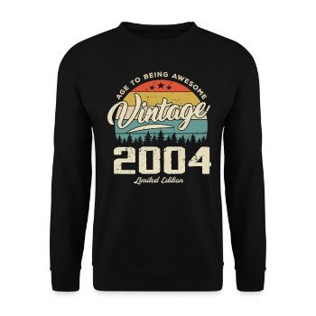 Vintage Retro Style Anniversary Gift 2004 - Unisex Sweatshirt - black - Front - Alina (178cm) & Michal (187cm)