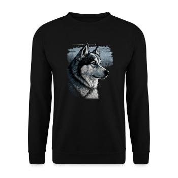 Husky Dog - Unisex Pullover - Schwarz - Vorne - Alina (178cm) & Michal (187cm)