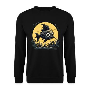 Funny Horror Punk Fish - Unisex Sweatshirt - black - Front - Alina (178cm) & Michal (187cm)