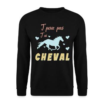 Je Peux Pas J ai Cheval - Amoureux des Chevaux - Sweat-shirt Unisexe - noir - Devant - Alina (178cm) & Michal (187cm)