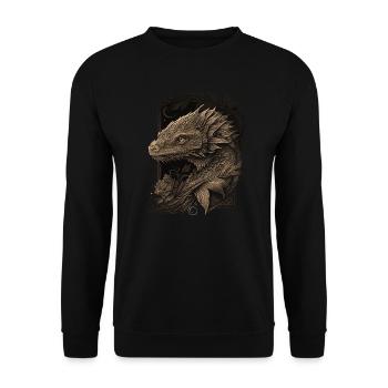Kleiner Drachen - Unisex Pullover - Schwarz - Vorne - Alina (178cm) & Michal (187cm)