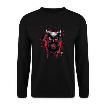 Funny Owl - Unisex Sweatshirt - black - Front - Alina (178cm) & Michal (187cm)