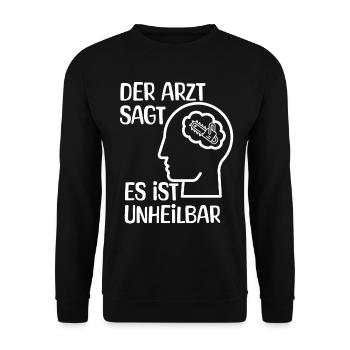 Der Arzt sagt es ist unheilbar, Kettensäge - Unisex Pullover - Schwarz - Vorne - Alina (178cm) & Michal (187cm)