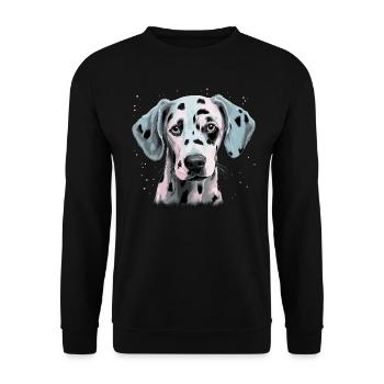 Niedlicher Dalmatiner - Unisex Pullover - Schwarz - Vorne - Alina (178cm) & Michal (187cm)