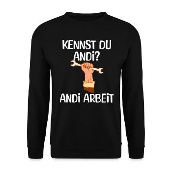 Do you know Andi? Andi Arbeit - Craftsman - Unisex Sweatshirt - black - Front - Alina (178cm) & Michal (187cm)