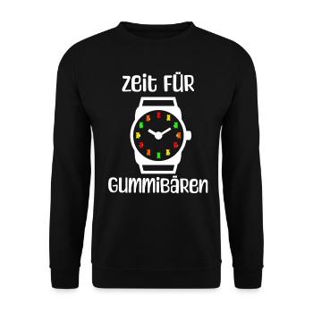 Zeit für Gummibären! Gummibär Uhr Süßigkeit - Unisex Pullover - Schwarz - Vorne - Alina (178cm) & Michal (187cm)