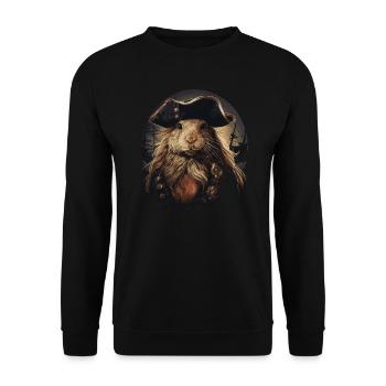 Cochon d’Inde Pirate - Sweat-shirt Unisexe - noir - Devant - Alina (178cm) & Michal (187cm)