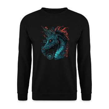 Seahorse Unicorn - Unisex Sweatshirt - black - Front - Alina (178cm) & Michal (187cm)
