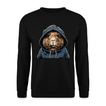 Cool Hip Hop Guinea Pig - Unisex Sweatshirt - black - Front - Alina (178cm) & Michal (187cm)