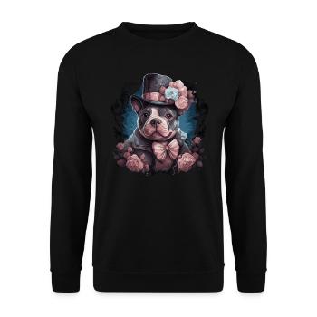 Elegant American Bull Terrier - Unisex Sweatshirt - black - Front - Alina (178cm) & Michal (187cm)