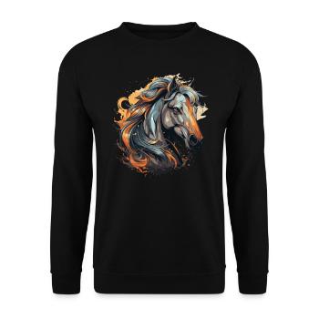 Portrait de cheval - Sweat-shirt Unisexe - noir - Devant - Alina (178cm) & Michal (187cm)