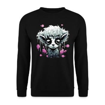 Lustiges Grufti Schaf - Unisex Pullover - Schwarz - Vorne - Alina (178cm) & Michal (187cm)