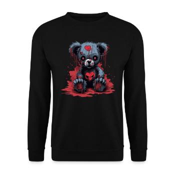 Ours en peluche mignon et effrayant - Sweat-shirt Unisexe - noir - Devant - Alina (178cm) & Michal (187cm)