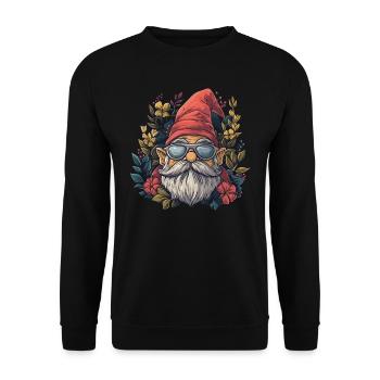 Funny garden gnome with sunglasses - Unisex Sweatshirt - black - Front - Alina (178cm) & Michal (187cm)