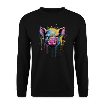 Funny Piglet - Unisex Sweatshirt - black - Front - Alina (178cm) & Michal (187cm)