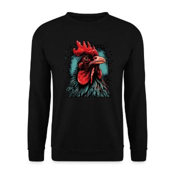 Portrait de coq - Sweat-shirt Unisexe - noir - Devant - Alina (178cm) & Michal (187cm)