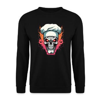 Skull with chef's hat - Unisex Sweatshirt - black - Front - Alina (178cm) & Michal (187cm)